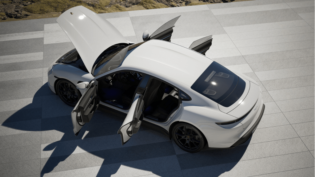 2024 White Porsche Taycan, Luxury Electric Drive